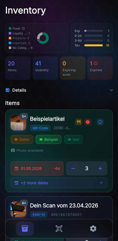 Zatalog App - Inventory Screen